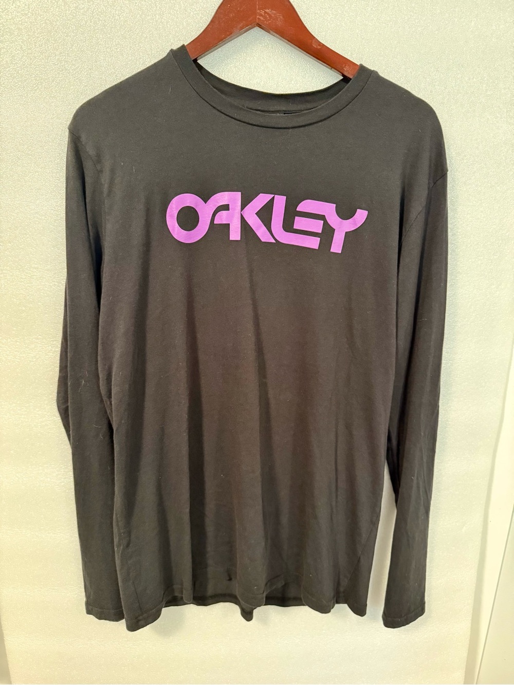Oakley Black Crewneck long sleeve tee with Purple Logo